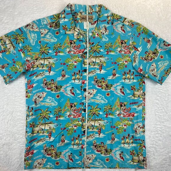 Blue Hawaii : Hawaiian Islands [M] Made in Hawaii Button-UP Short Sleeve Shirt - Picture 5 of 10